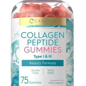 Carlyle Collagen Peptides Gummies Type 1 & 3, Strawberry Flavor - 75 Gummies